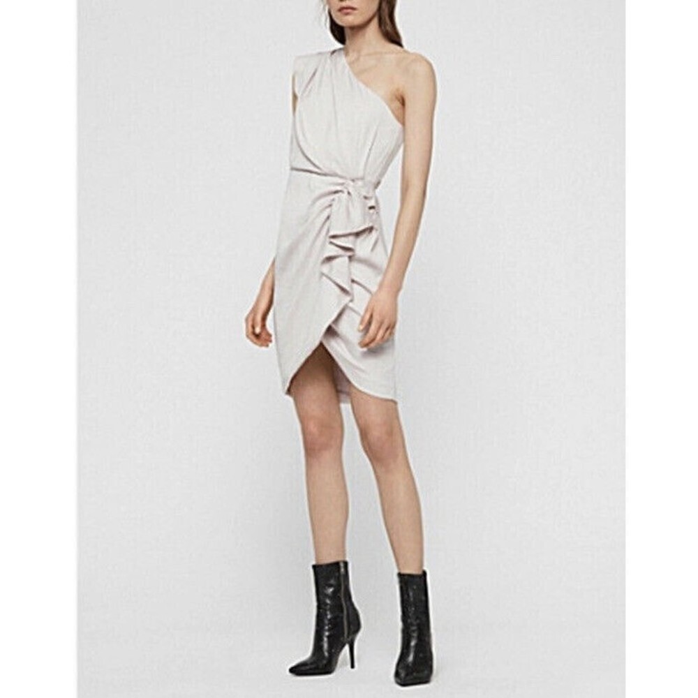 ALLSAINTS Lexi One-Shoulder Satin Dress beige size 10​​​​